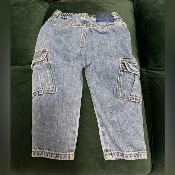 Zara Kids Baby Cargo Jeans Pants 12-18 - Picture 2 of 4